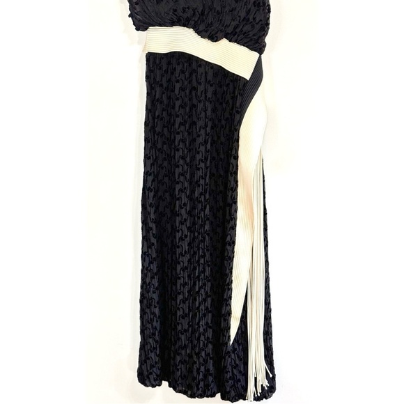 NWT Tory Burch Maxi Silk-Blend Pleated One-Shoulder Devoré Dress - Picture 8 of 9